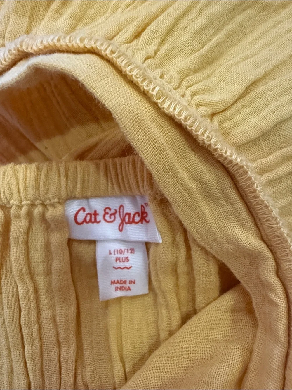 Cat & Jack girls yellow crinkle gauze flutter sleeve dress large plus (10/12)NWT